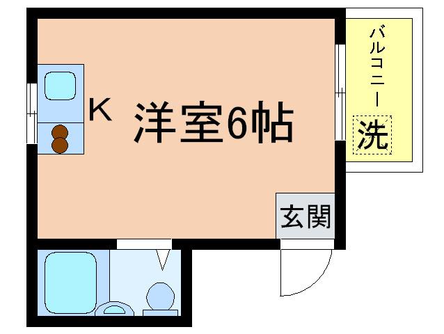 岡山マンション(ワンルーム/2階)の間取り写真