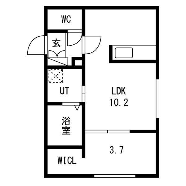 CITY RESIDENCE月寒中央(1LDK/1階)の間取り写真