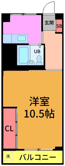 西船橋永谷マンション(1K/6階)の間取り写真