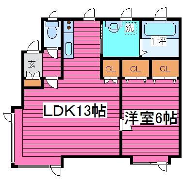 ボヌール10(1LDK/2階)の間取り写真