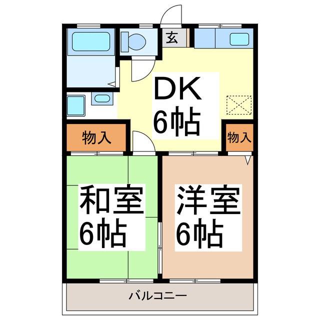 シティハイム宮浦(2DK/2階)の間取り写真