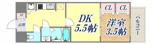 LAV神戸三宮(2K/11階)の間取り写真