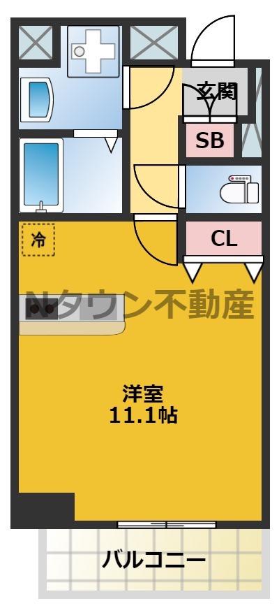 プレサンス鶴舞公園セラヴィ(ワンルーム/11階)の間取り写真