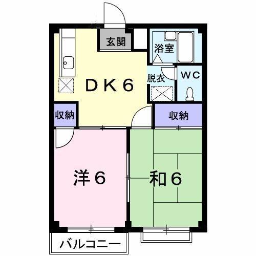 エルディムサンエー・Ⅰ(2DK/2階)の間取り写真