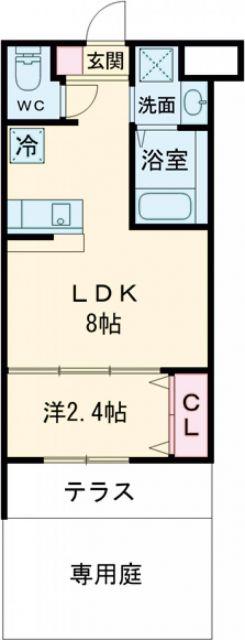 リアコート千里丘2ノース(1DK/1階)の間取り写真