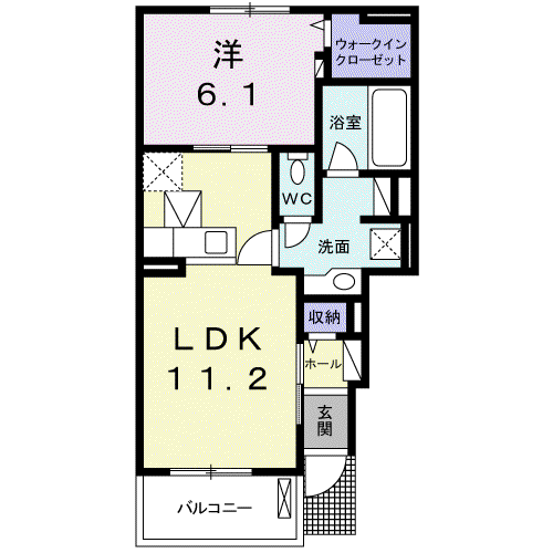 ブランドール(1LDK/1階)の間取り写真