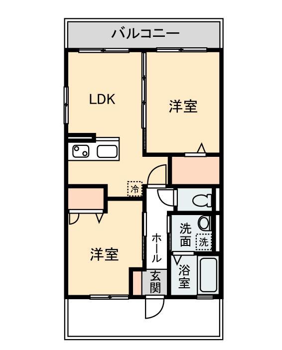 メルヴェーユ(2DK/2階)の間取り写真