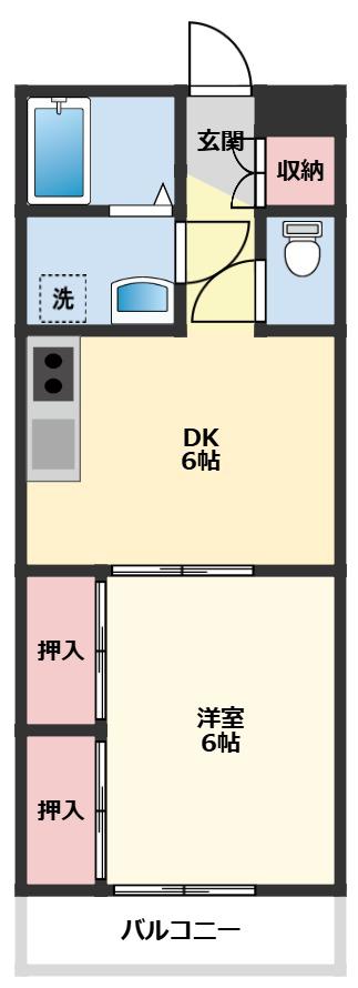 ハッピーハイツみなと(1DK/3階)の間取り写真