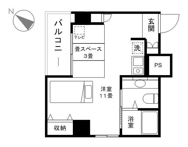 グランビア岡田(ワンルーム/7階)の間取り写真