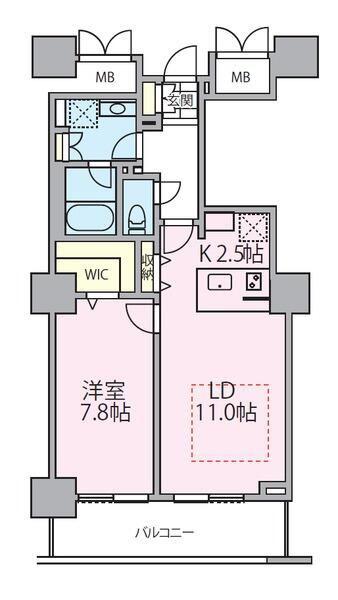 ロイヤルパークスタワー南千住(1LDK/16階)の間取り写真