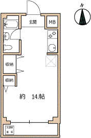 青横マンション(ワンルーム/7階)の間取り写真