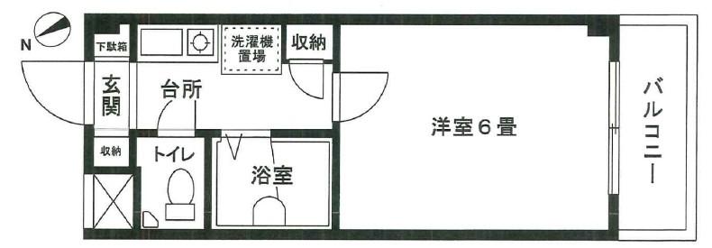 深川富岡三番館(1K/2階)の間取り写真