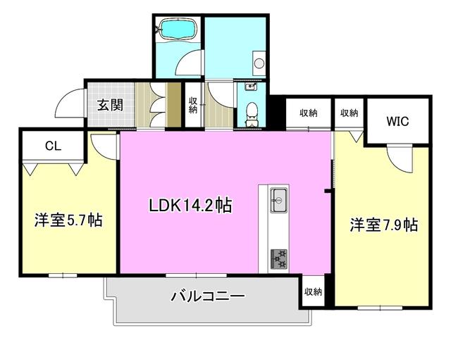 シャーメゾングランレーヴ(2LDK/3階)の間取り写真