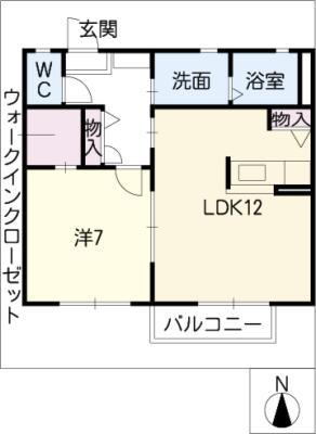 カーサヴェルデI(1LDK/1階)の間取り写真
