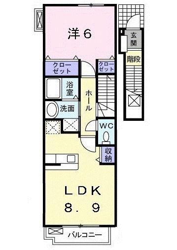 セレノ東雲(1LDK/2階)の間取り写真