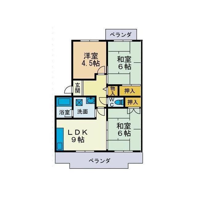 パストラル山口(3DK/2階)の間取り写真