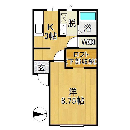 くまのハウス(1K/2階)の間取り写真