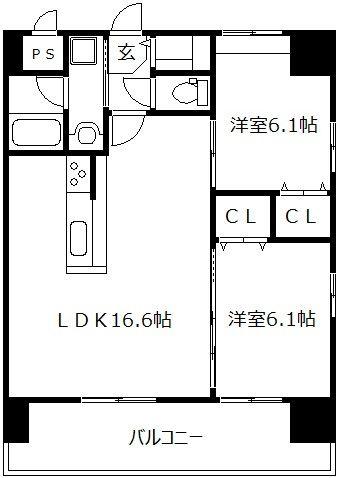 RUSSIE博多駅(2LDK/11階)の間取り写真