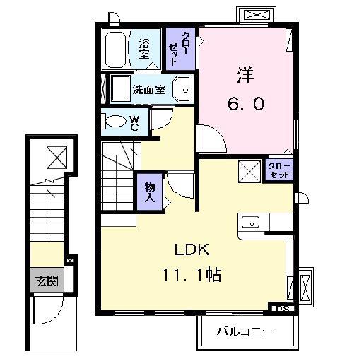 桜ルミネンス(1LDK/2階)の間取り写真