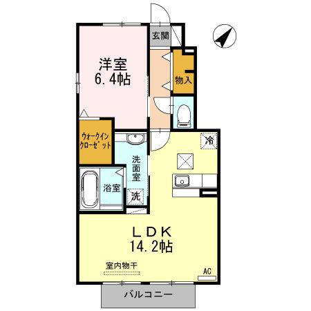 クラウド善南公園(1LDK/1階)の間取り写真