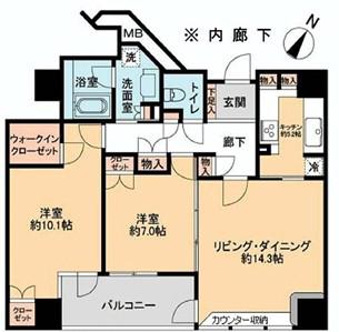 フォーシーズンズグランデ一番町(2LDK/8階)の間取り写真