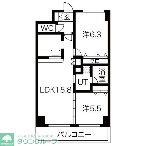 サンシエル(2LDK/4階)の間取り写真