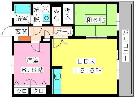 プリマヴェーラ(2LDK/3階)の間取り写真