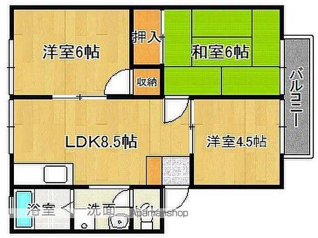 光ハイツ田島(3LDK/2階)の間取り写真