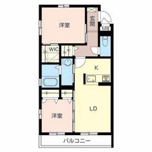 グランドシャーメゾン北花田S棟(2LDK/2階)の間取り写真
