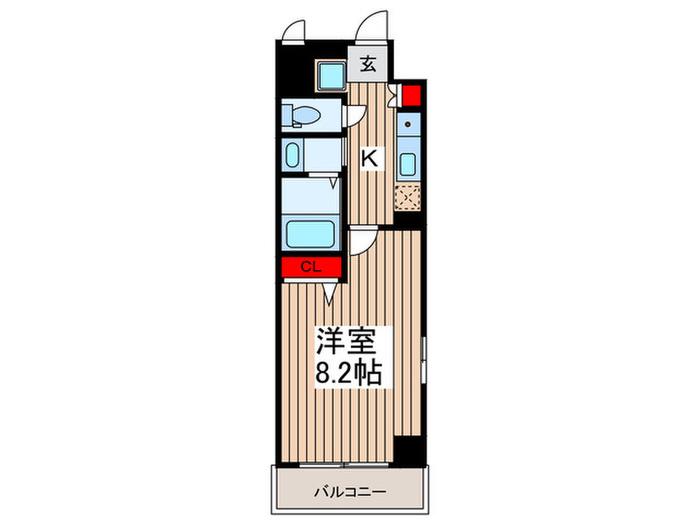 北斗ハイツ 北館(1K/4階)の間取り写真