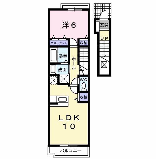 グレイス・パークB(1LDK/2階)の間取り写真