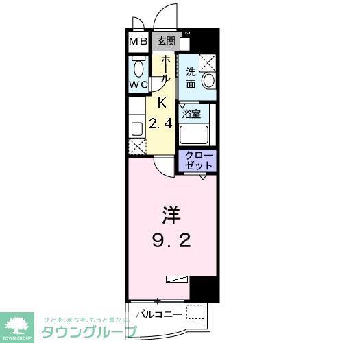 プラシードYS(1K/8階)の間取り写真
