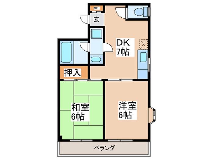 コーラルハイツ宮前(2DK/1階)の間取り写真