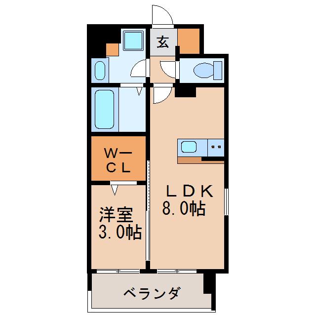デュオフラッツ栄(1LDK/13階)の間取り写真