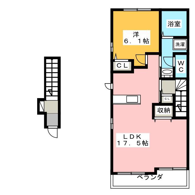 スプリング フォースII(1LDK/2階)の間取り写真
