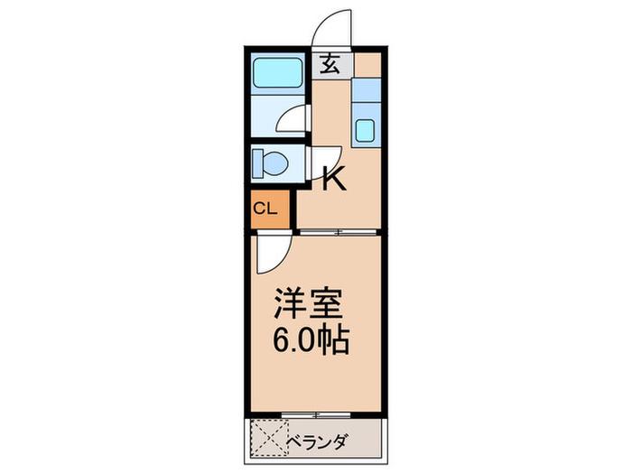 高良山ハイツ(1K/3階)の間取り写真