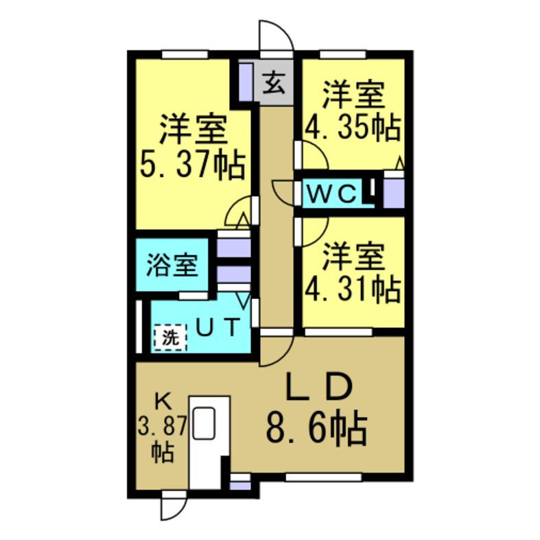 すまいる共和西(3LDK/1階)の間取り写真