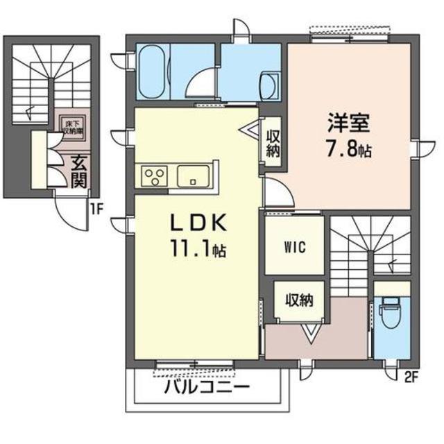 アルフラット(1LDK/2階)の間取り写真