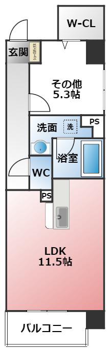 チェスナット88(1LDK/7階)の間取り写真