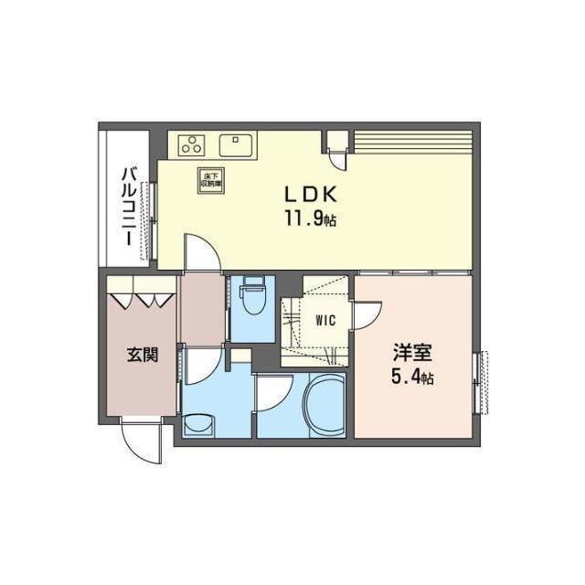 リアクト(1LDK/1階)の間取り写真