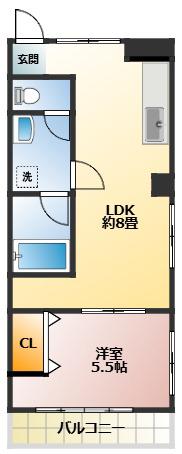 豊栄マンション(1LDK/2階)の間取り写真