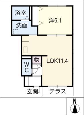 ファミールM(1LDK/1階)の間取り写真