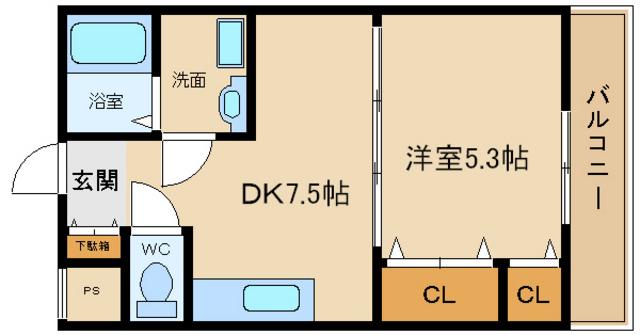 フジパレス東湊(1DK/3階)の間取り写真