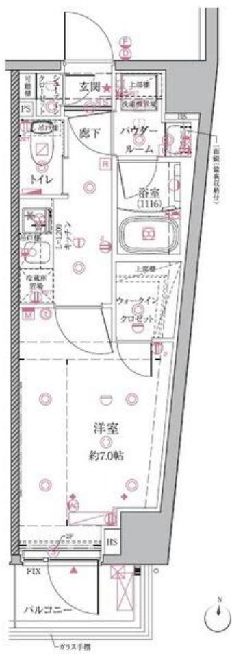 クレイシアIDZ芦花公園(1K/6階)の間取り写真
