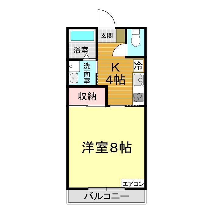 ウェルス多賀美III(1K/2階)の間取り写真