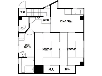 清田アパート(2DK/3階)の間取り写真