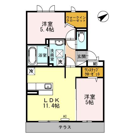 グランボン(2LDK/1階)の間取り写真