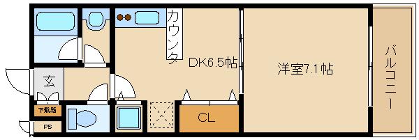 くすのき城(1DK/2階)の間取り写真