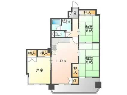 リバーサイドみやこし(3LDK/4階)の間取り写真