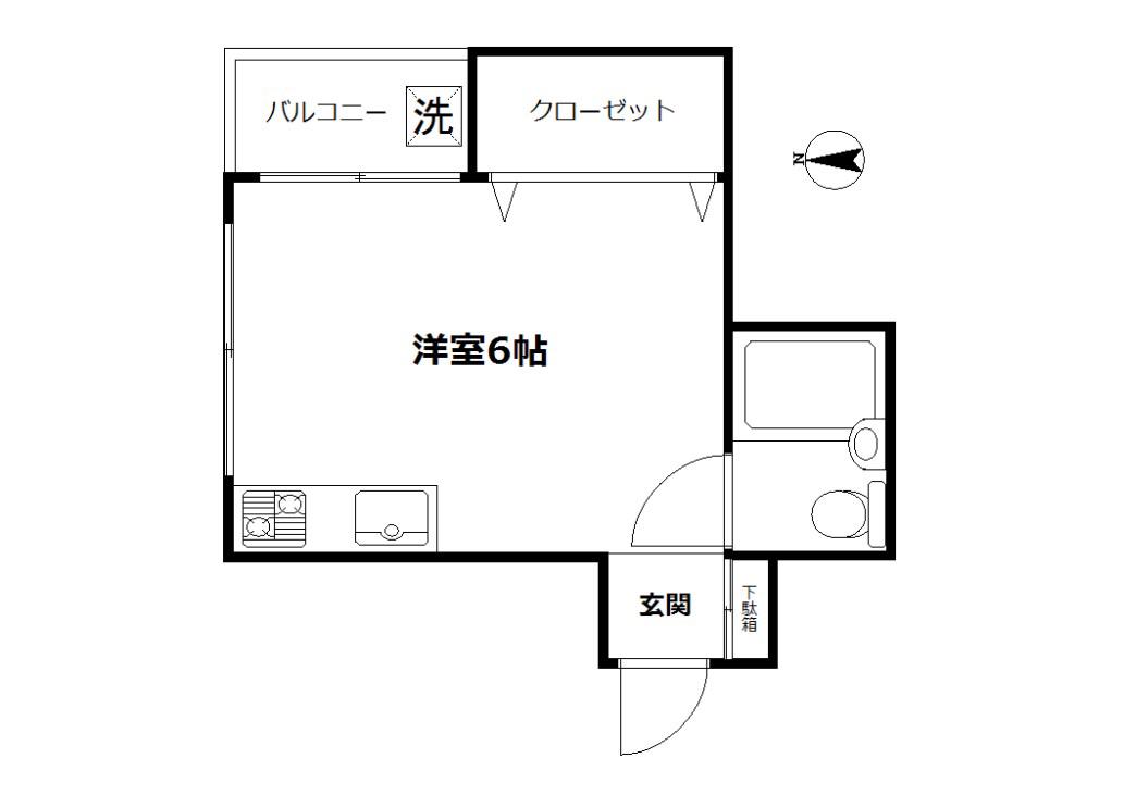 神谷ビル(ワンルーム/2階)の間取り写真
